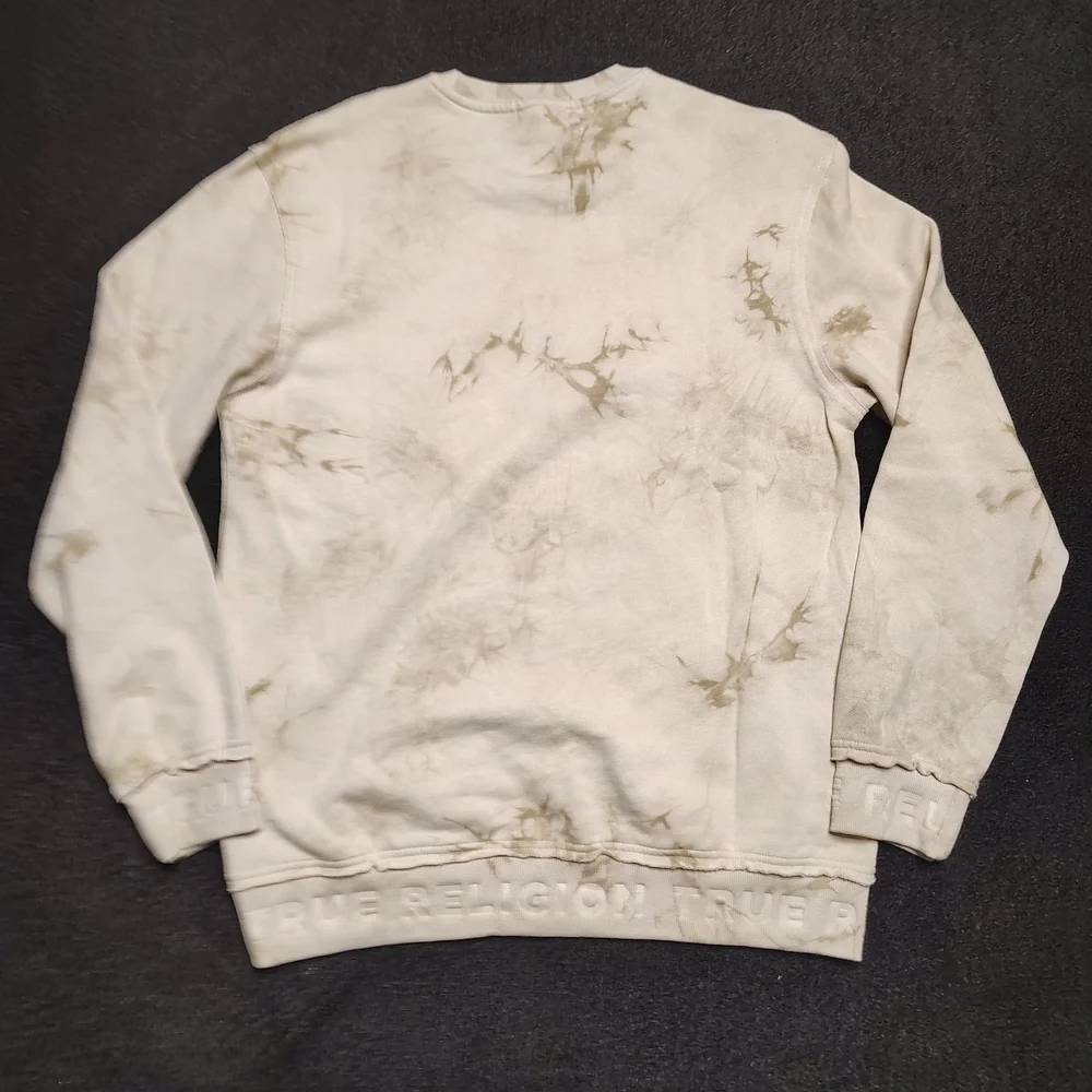 True Religion Beige Tie-dye Debossed Pullover Sweatshirt Mens Large New